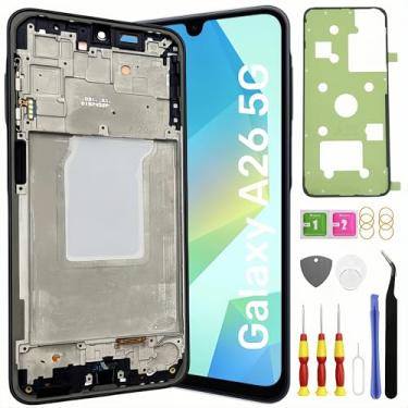 Imagem de Tela de substituição TFT Galaxy A26 5G para Samsung Galaxy A26 5G Tela LCD Pantalla Touch digitalizador com kits de ferramentas de moldura SM-A266M/DS SEM impressão digital preta