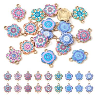 Imagem de Spritewelry Pingentes de flor de liga esmaltada, flor de cerejeira, pingentes, brincos florais de metal azul para fazer joias, colar e pulseira