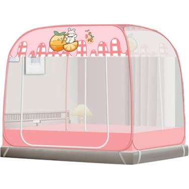 Imagem de Mosquiteiro De Teto Para Cama De Casal Queen Super King Rei e Rainha-Adequado para quartos e acampamentos ao ar livre(Rosa)
