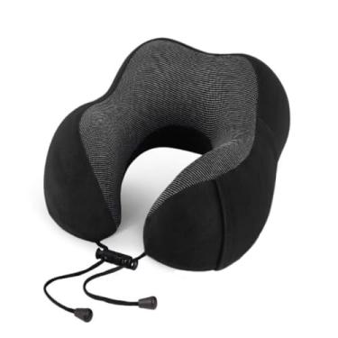Imagem de Almofada Travesseiro de Pescoço Para Viagem Descanso Viscoelástica Ajustável Ergonômico Carro Avião Onibus (Preto)