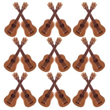 Imagem de Gatuida 25 peças de guitarras em miniatura, modelos de guitarra pequena, instrumentos musicais de casa de bonecas, decorações de micro paisagem de resina, marrom