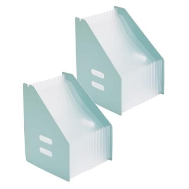 Imagem de Fei Bi Gerenciador de pastas de acordeão vertical de 2 peças, 13 páginas de expansão de grade, bolsa de armazenamento aberta verticalmente para organizar materiais, papel timbrado para escola, casa e