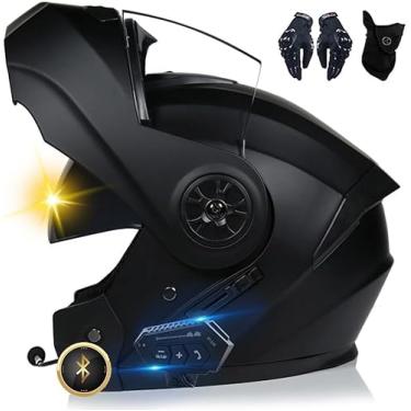 Imagem de Capacete De Motocicleta Bluetooth Para Moto Capacete Frontal Flip-up, Capacete Para 2 Pilotos Intercomunicador Bluetooth Aprovado Dot/ece, Leve, Com Viseira Dupla, Para Homens Adultos E Mul