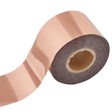 Imagem de CRASPIRE Rolo de papel laminado a quente 120 m ouro rosa PET rolo de transferência de folha quente 4,2 cm de largura para máquina de bronzeamento de couro PU anodizado dourado