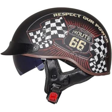 Imagem de Retro Motocicleta Meio Capacete Aprovado Ece Estilo Alemão Boné De Beisebol Capacete Homens Mulheres Leve E Portátil Moto Capacete Aberto Para Chopper Moped Bike, 7, M
