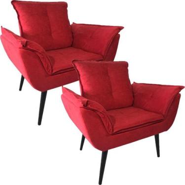 Imagem de Kit Duas Poltronas Opala Robust Sued Vermelho  - Sua Casa Decor
