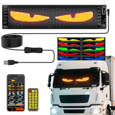 Imagem de SUNLINKCO Luz De Olhos Diabo Para Para-Brisa Carro, Placa Led Programável Com Rolagem, Display Digital Tela Flexível, Controle Por Aplicativo, Publicidade Remoto, Animação Padrão Faça Você Mesmo (Pr