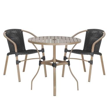 Imagem de 02 Cadeiras Floripa E Mesa Roma 100cm Fendi Trama Preto