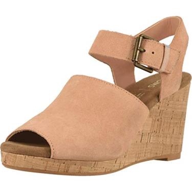 Imagem de TOMS Sapatilhas femininas Alpargata Slip On Casual - Azul, Camurça rosa coral, 35