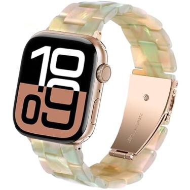 Imagem de SPINYE Pulseira de substituição de resina colorida de 42 mm, 44 mm, 45 mm, 46 mm e 49 mm, para Apple Watch séries 10/9/8 / Ultra/7/SE/6/5 / 4/3 (verde colorido)