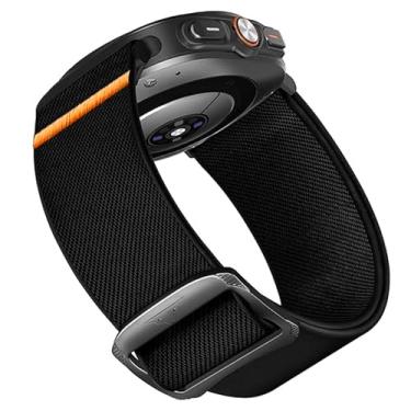 Imagem de Lamshaw Compatível com pulseiras Amazfit Helio, tiras de substituição de nylon ajustáveis de liberação rápida e elásticas compatíveis com pulseira Amazfit Helio Fitness Tracker (preto)
