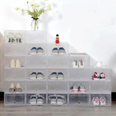 Imagem de Kit 4/8/12 Caixas Organizadoras Para Sapatos Tênis Empilhável Tampa Flip(8 UNANTIDADE,transparente)