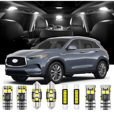 Imagem de 15 peças de substituição de luzes LED interiores para Infiniti EX35 QX50 JX35 QX60 QX56 QX80 Lâmpada interna de LED branca com ferramenta de instalação