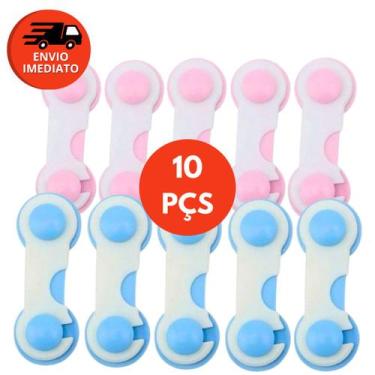 Imagem de Kit Trava Gaveta Porta Armário Tranca Geladeira Segurança Proteção Beb