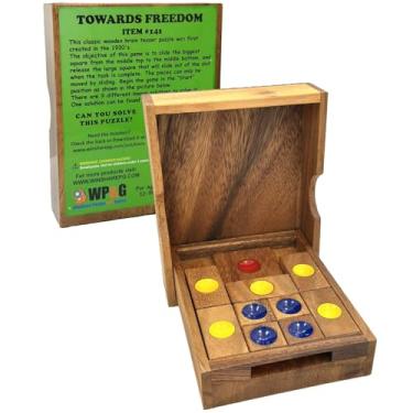 Imagem de Towards Freedom Wooden IQ Sliding Block Klotski Brain Teaser Puzzle - Travel Game Gift