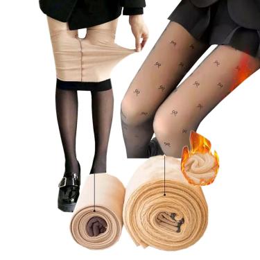 Imagem de Kit 2 Meia Calça Translúcida: 1 Desenho Laço de Fita Pelúcia 220 gr + 1 Fio 40 Lisa 80gr