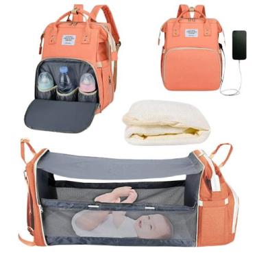 Imagem de Mochila Maternidade que Vira Berço com Bolsos Térmicos à Prova Dágua A