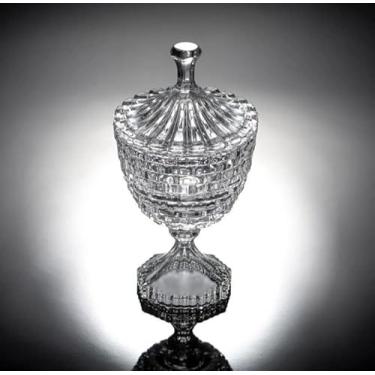 Imagem de Bomboniere de Cristal com Tampa, Baleiro Decorativo, 11,4 x 11,4 x 21,5 cm