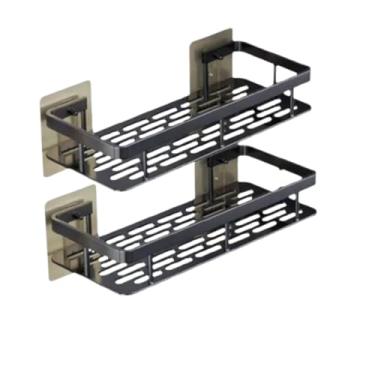 Imagem de Suporte de Parede Duplo para Shampoo e Sabonete, Adesivo, 30,5 x 13 x 5,5 cm, Preto