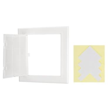 Imagem de PATIKIL Painel de acesso para drywall 20 x 20 cm, 1 conjunto de plástico ABS capa de orifício de parede porta de acesso com fita dupla face para teto de parede elétrica, branco