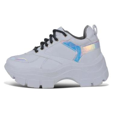 Imagem de Tênis Feminino Sneaker Chunky Plataforma Alta Branco Moda - Novo Habit