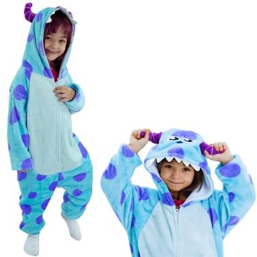Imagem de Sullivan Kigurumi Pijama Roupa Fantasia Macacão Infantil Oficial Monstros S.A. Disney Tamanho:9 a 10 anos;Cor:Azul