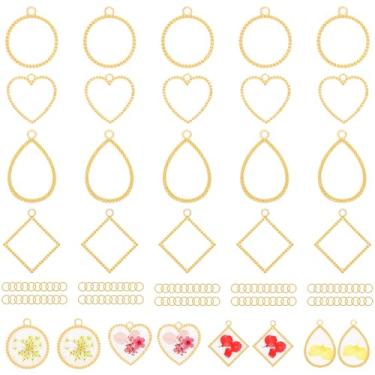 Imagem de Gartful Molduras abertas para fabricação de joias de resina, pingentes de moldura oca pontilhada com 100 peças de anéis de salto, biséis de artesanato para colar, brincos, suprimentos de artesanato, 4