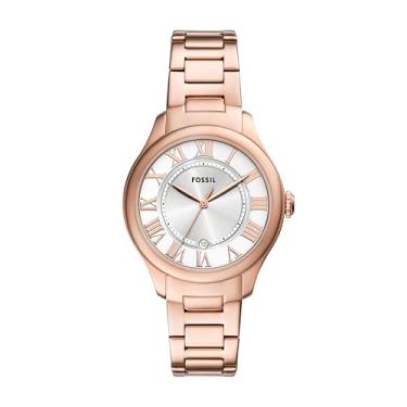 Imagem de Fossil Relógio feminino Gilmore de aço inoxidável com três ponteiros, Ouro rosa, 38MM