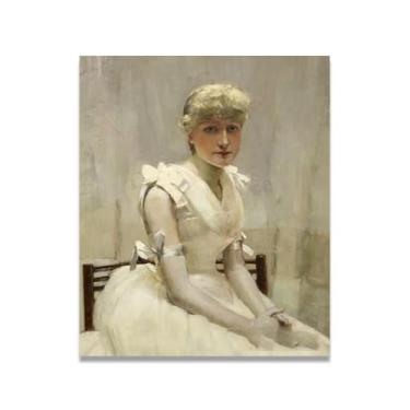 Imagem de Retrato de uma jovem senhora John Lavery Irish Realist Portrait & War Scenes Impressão em tela – Arte de parede doméstica vintage 30 x 36 cm sem moldura