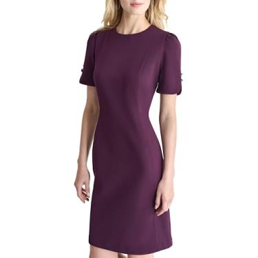 Imagem de DKNY Vestido feminino com gola V e manga esvoaçante, Uva, 25 Plus Size