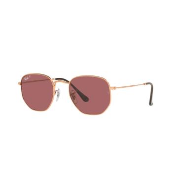 Imagem de Óculos de Sol Ray-Ban Polarizado Hexagonal 0RB3548N 9202AF Tam 51 / Rose Gold - Lentes Roxo