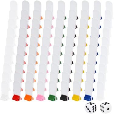 Imagem de 90 Pcs Colorful Game Card Stands 90 Pieces White Blank Game Board Marker Card with 2 Dice Plastic Token Cards for DIY Board Game Party Favor