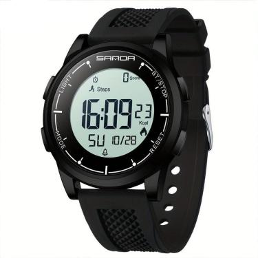 Imagem de Relógio Masculino Multifuncional Mostrador Digital Design Esportivo Moderno Impermeavel Preto Branco