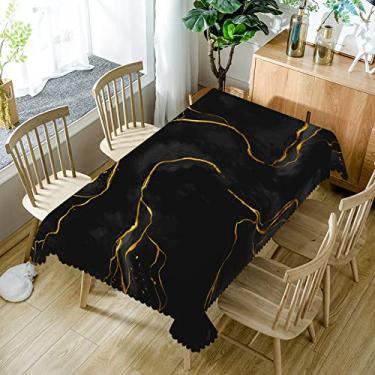 Imagem de SIEDYCV Toalha de mesa com textura de mármore preto e dourado, 152 x 356 cm, moderna, luxuosa, retângulo, tecido de poliéster, toalha de mesa para cozinha, jantar, casa, café, decoração de festa de