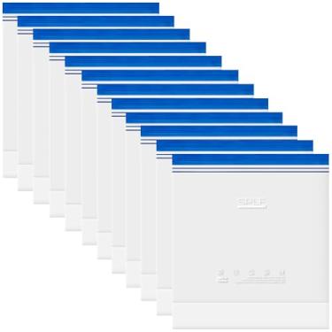 Imagem de SPLF Pacote com 12 sacos reutilizáveis de 2 galões para freezer, podem ser lavados na lava-louças, sacos extragrandes reutilizáveis para freezer de 6,5 litros, à prova de vazamento, sacos de