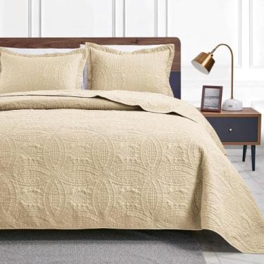 Imagem de Conjunto de colchas Quilt Love's Cabin Camel, cama queen size, 3 peças