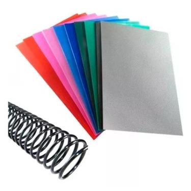 Imagem de Kit 200 capas várias cores a4 + 200 espirais preta 9mm - Cassmar 