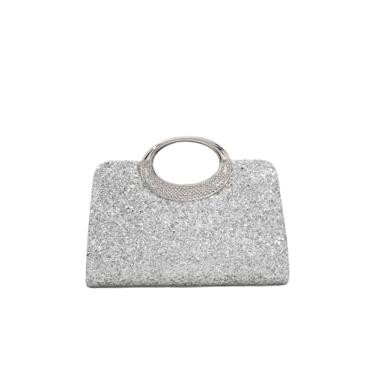 Imagem de GORGLITTER Bolsas femininas brilhantes para noite de lantejoulas elegantes bolsas clutch bolsa transversal brilhante para festa de casamento, Prata, one_size
