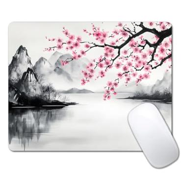 Imagem de Mouse pad de flor de cerejeira japonesa para mesa, computador portátil, pequeno mouse pad para laptop sem fio, 24 cm x 20 cm, base de borracha antiderrapante, design de superfície lisa para casa