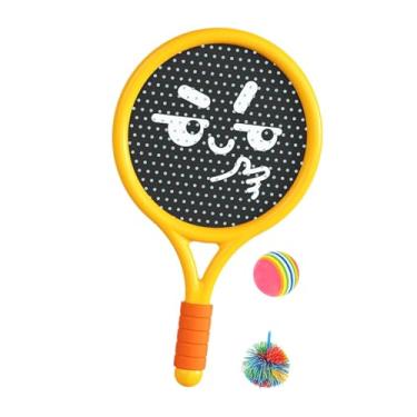 Imagem de IEUDNS Conjunto de bolas infláveis ​​para raquete, jogos ao ar livre, leve, conjunto de brinquedo interativo para crianças e adultos, piscina e praia, Amarelo