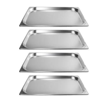 Imagem de Kit Quatro Cubas Gastronomica Padrão Gn 1/1 40mm Inox com Tampa Weck