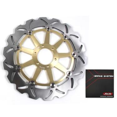 Imagem de Rotor de disco de freio dianteiro Arashi para CAGIVA MITO 125 1991-1994, MITO 525 125 2006 2007, MITO EV 125 1995-2007, MITO SP525 125 2006-2010, peças de acessórios de motocicleta douradas