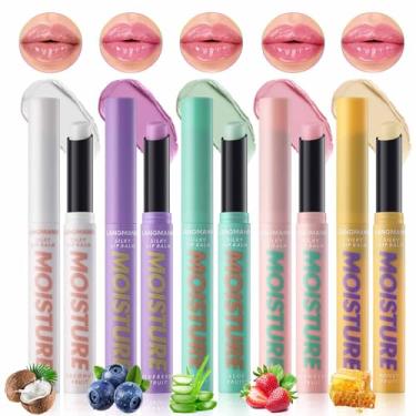 Imagem de KTouler Conjunto de batons que mudam de cor, batom de geleia com manchas PH, 5 peças de protetor labial nutritivo, à prova d'água e não oleoso de longa duração para mulheres