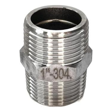 Imagem de 2X Conexão Niple 1 Polegada Aço Inox 304 Duplo Sextavado