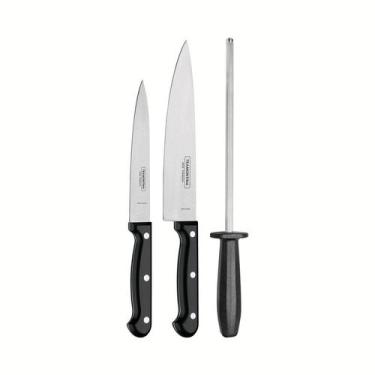 Imagem de Jogo de Facas com Chaira Tramontina Ultracorte com Lâminas em Aço Inox