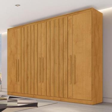 Imagem de Guarda Roupa Casal Ripado 6 Portas Em MDF Oxford Made Marcs, Peroba