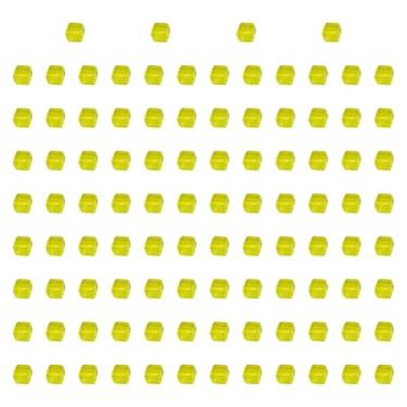 Imagem de harayaa 100x Cubos de acrílico Dados em branco Dados educacionais 0,39 polegadas Brinquedos de treinamento sensorial Blocos de construção para casas, Amarelo