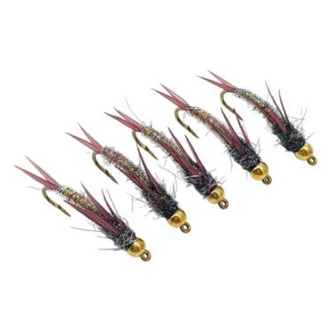 Imagem de oshhni 5 peças de iscas de pesca com mosca, iscas de mosca realistas com anzol, isca artificial rígida para salmão, perca de rio, peixe-gato