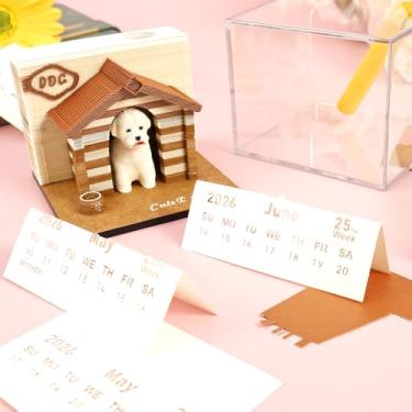 Imagem de KTZCTPCA Calendário de mesa de arte 3D 2026, bloco de notas de calendário estereoscópico criativo, calendário com luz de LED, bloco de notas 3D, bloco de notas de escultura em papel, escultura de arte