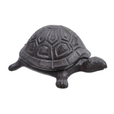 Imagem de Tsnamay Porta-chaves sobressalentes de tartaruga de ferro fundido de 11 cm, decoração de jardim, joias de tartaruga, caixa de bugigangas, cor de ferro